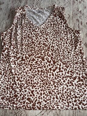 Maurices Brown & White Leopard Print V-Neck Tank